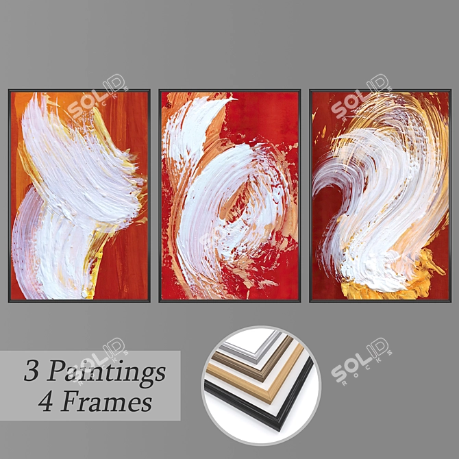 Modern Art Set: Set of Wall Paintings 3D model image 1