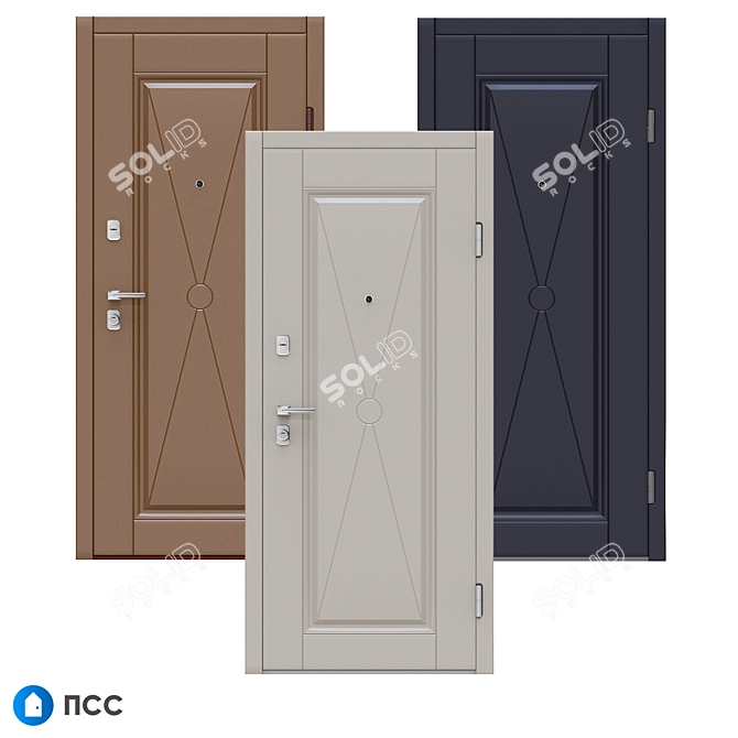 Classic Entrance Door - Cross-62 with PSS 3D model image 3