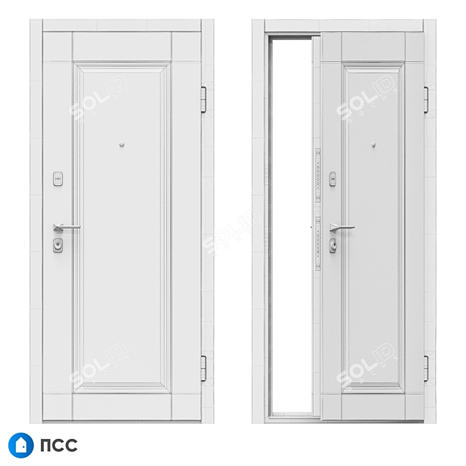Classic Entrance Door - Cross-62 with PSS 3D model image 5