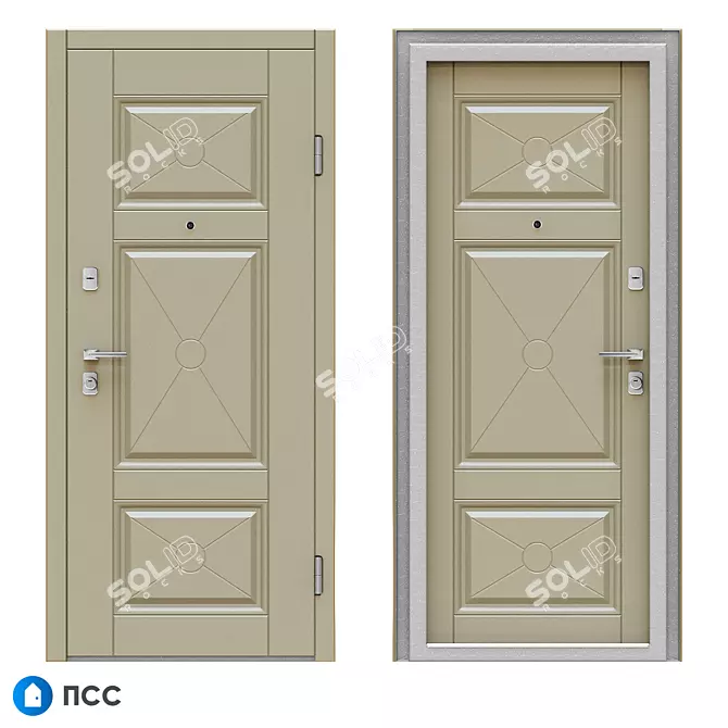 Classic Entrance Door - Cross-63 | PSS 3D model image 1