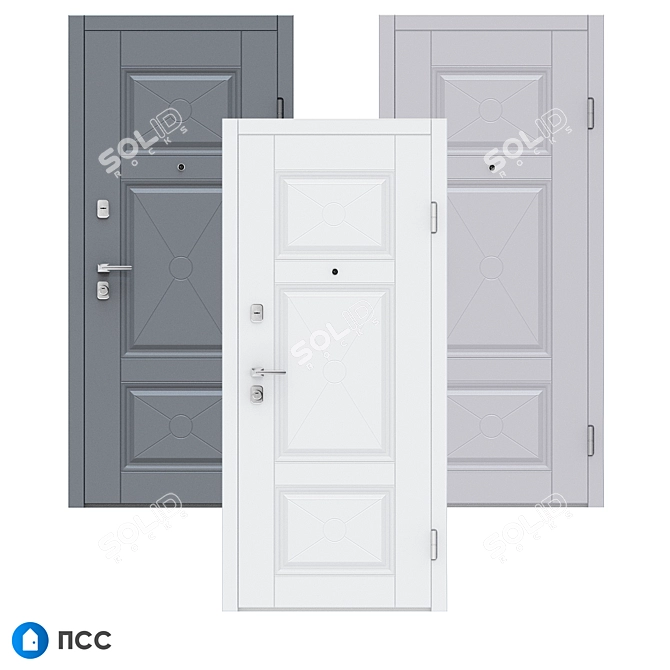 Classic Entrance Door - Cross-63 | PSS 3D model image 2