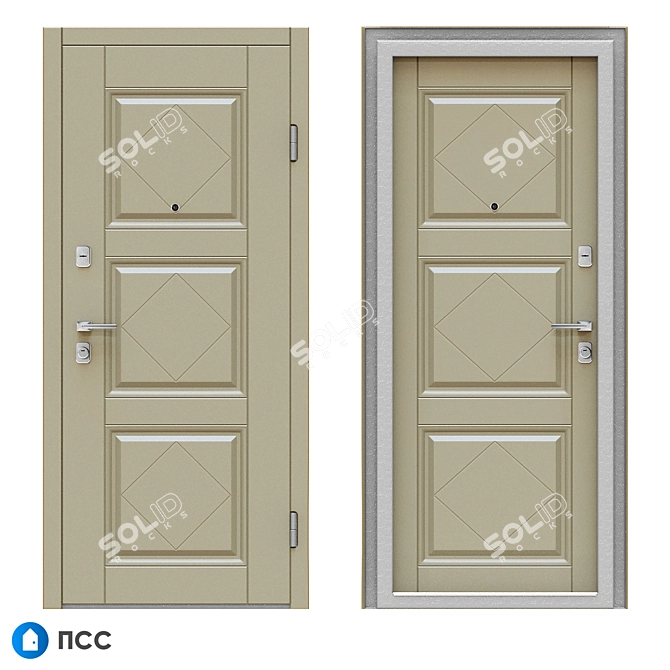 Classic Entrance Door (Romb-60) - PSS 3D model image 1