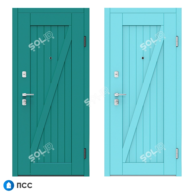 Modern Oak Entrance Door with Loft Design 3D model image 4