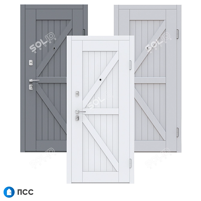 Modern Oak Entrance Door - Loft Collection 3D model image 2