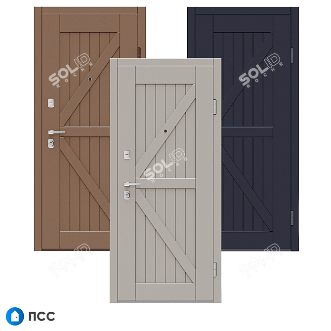 Modern Oak Entrance Door - Loft Collection 3D model image 3