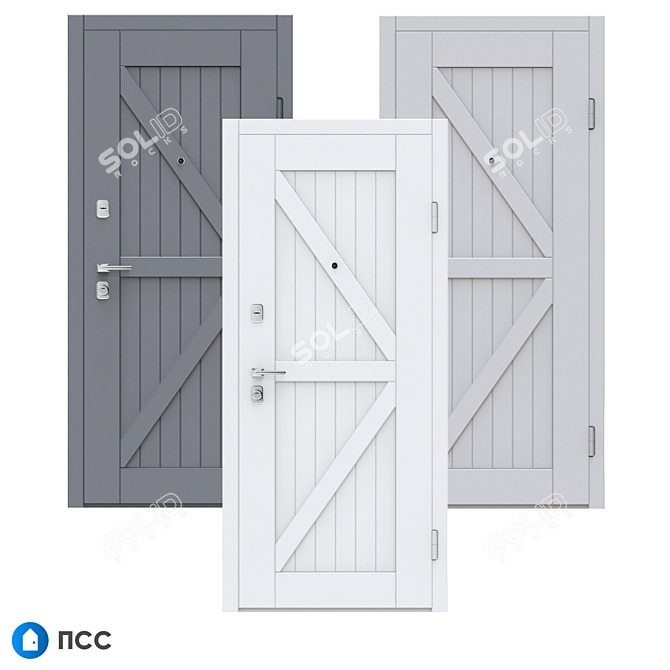 LOFT-139 Entrance Door: Modern Style, Solid Oak Wood Panel 3D model image 2