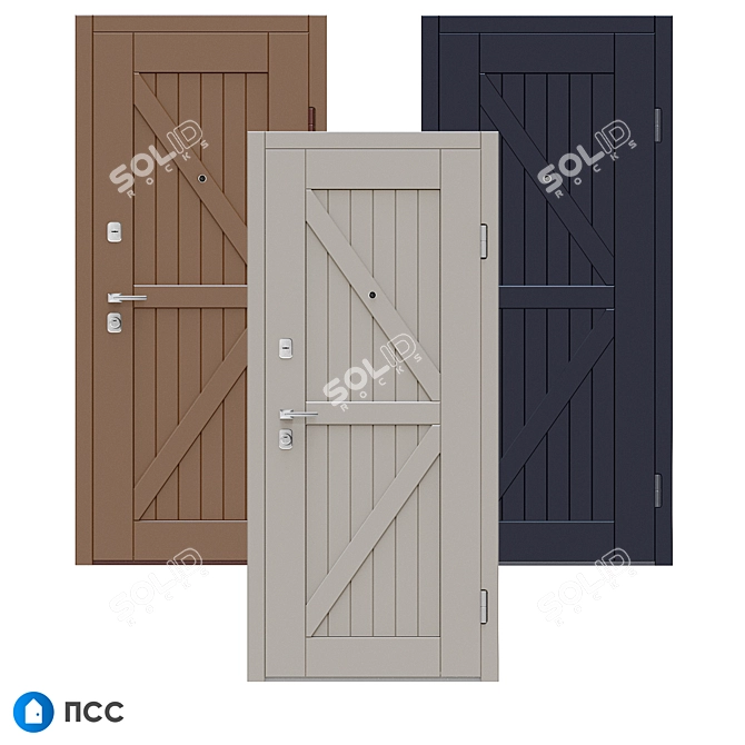 LOFT-139 Entrance Door: Modern Style, Solid Oak Wood Panel 3D model image 3