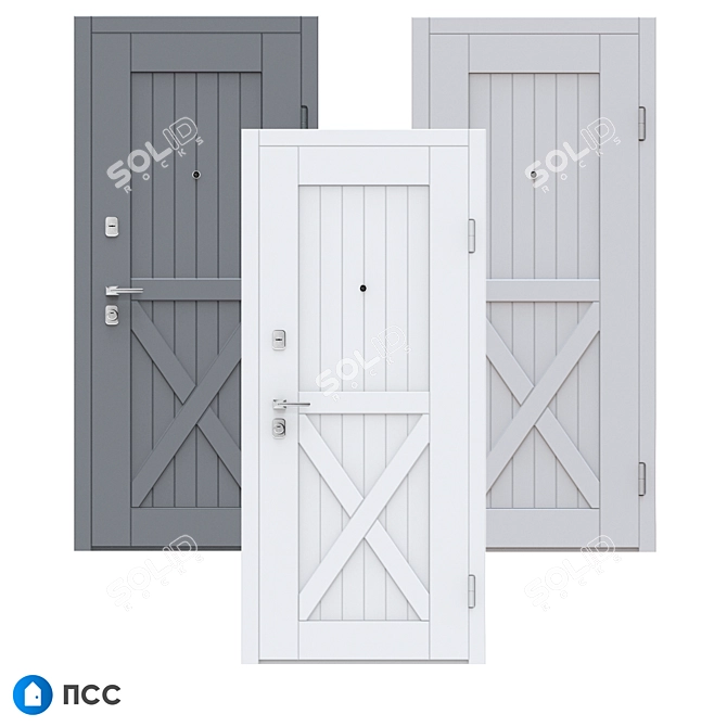 Modern Oak Entrance Door - Loft-140 3D model image 2