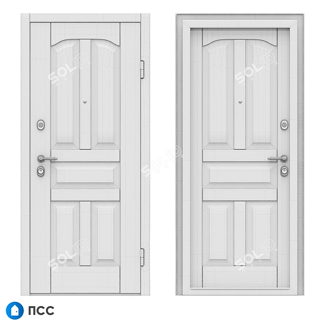 Classical ECO-68 Entrance Door - Authentic Oak Finish 3D model image 3