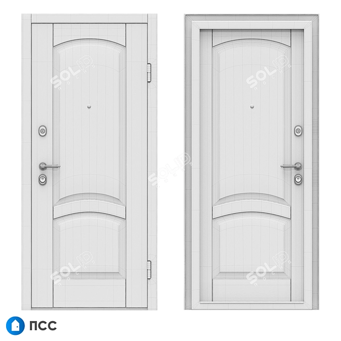 Classic Alaskan Oak Entrance Door 3D model image 3