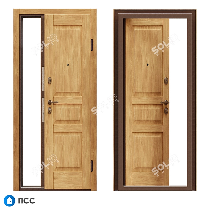 Classic Oak Entrance Door - Eco-70 3D model image 2