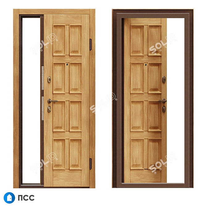 Title: ECO-81 OM Entrance Door in Classic Style 3D model image 2