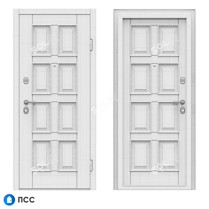 Title: ECO-81 OM Entrance Door in Classic Style 3D model image 3