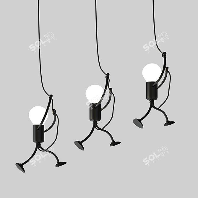 Vintage Iron Swing Pendant 3D model image 1