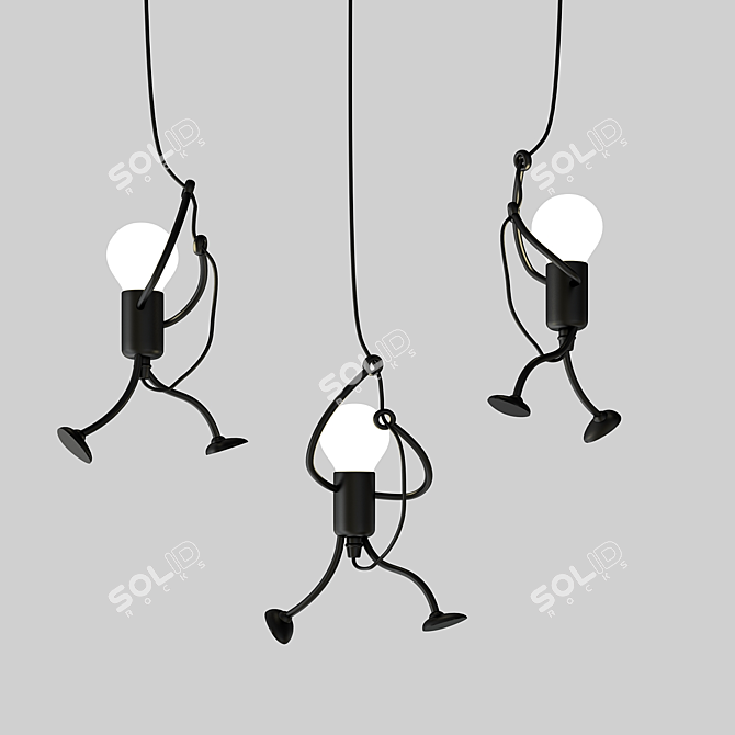 Vintage Iron Swing Pendant 3D model image 2