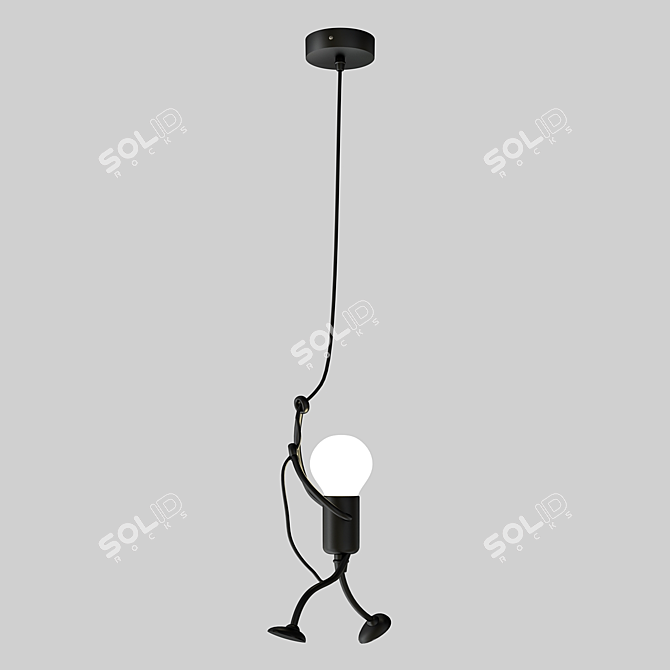 Vintage Iron Swing Pendant 3D model image 3