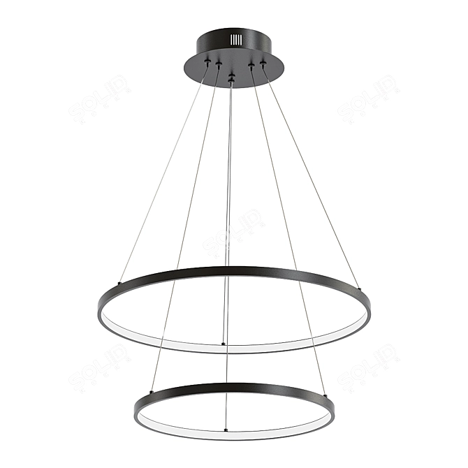 Modern Black Double Ring Chandelier 3D model image 1