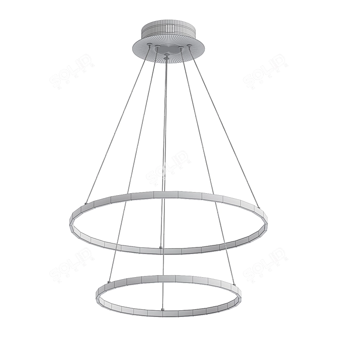 Modern Black Double Ring Chandelier 3D model image 2