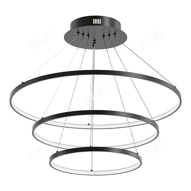 Sleek Black Triple Pendant Light 3D model image 1