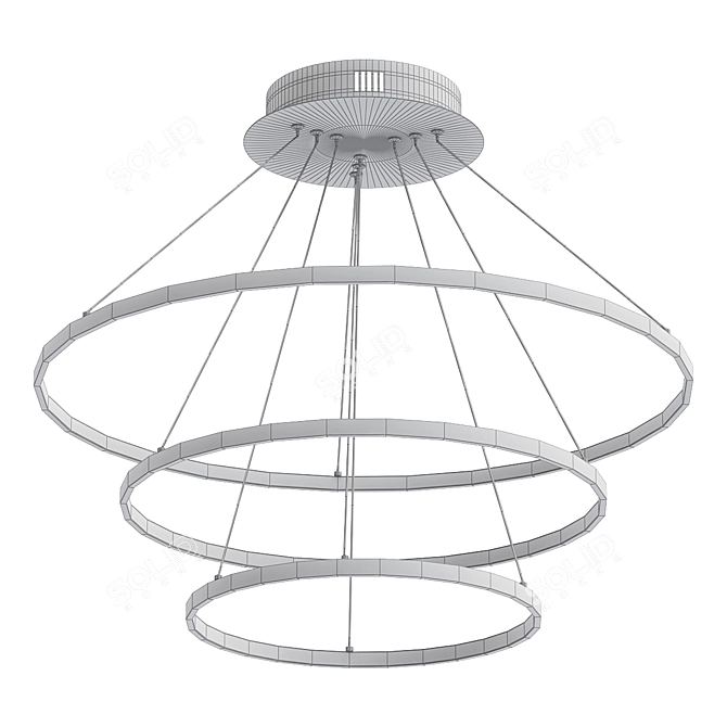 Sleek Black Triple Pendant Light 3D model image 2