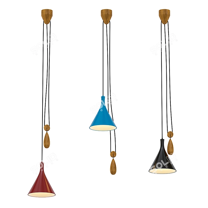 Elegant Trio of Hanging Lamps 3D model image 1