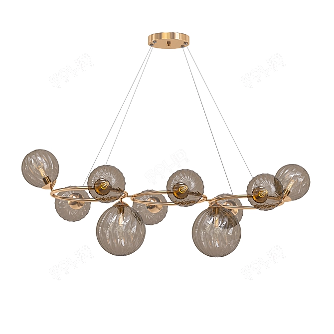 Silvana Ring - Elegant Brass and Glass Chandelier 3D model image 1