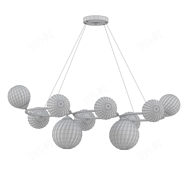 Silvana Ring - Elegant Brass and Glass Chandelier 3D model image 2