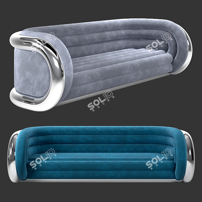  Sleek Modern Aluminum Tube Sofa 3D model image 1