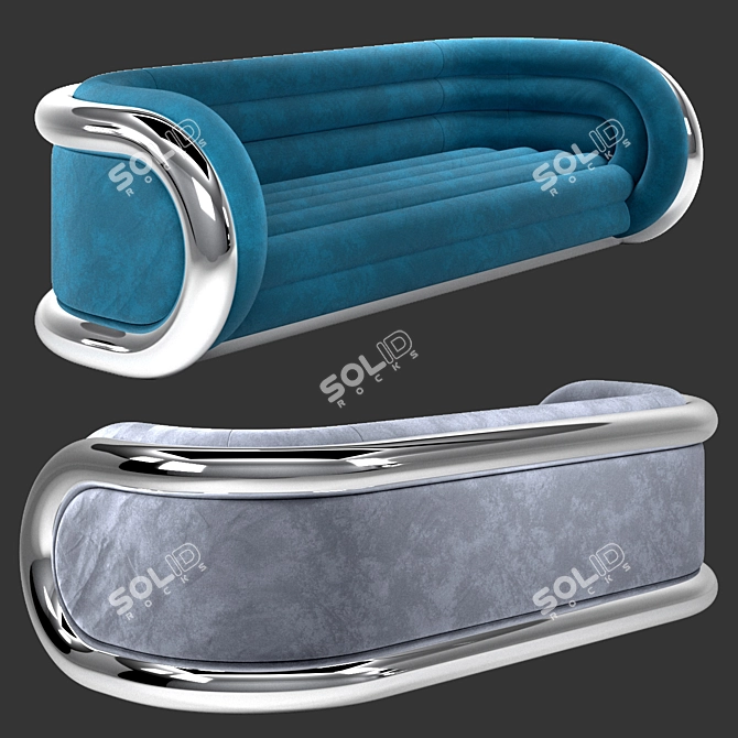  Sleek Modern Aluminum Tube Sofa 3D model image 2