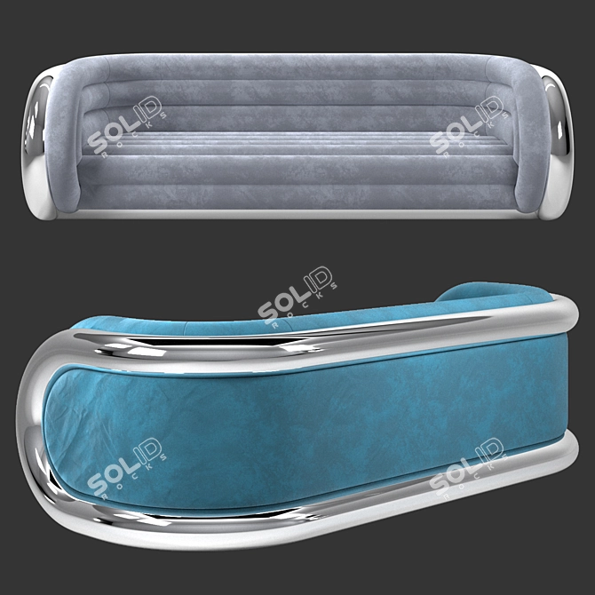  Sleek Modern Aluminum Tube Sofa 3D model image 3