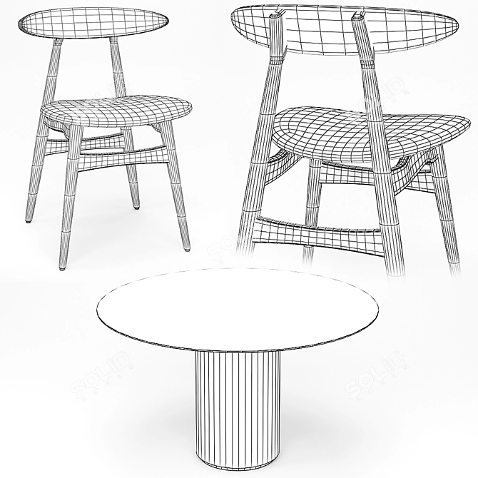 Elegant 2013 Dining Set 3D model image 5