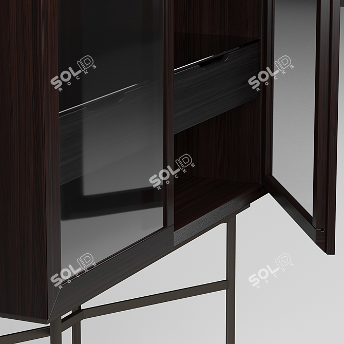 Modern Anthracite Glass Cabinet 3D model image 2