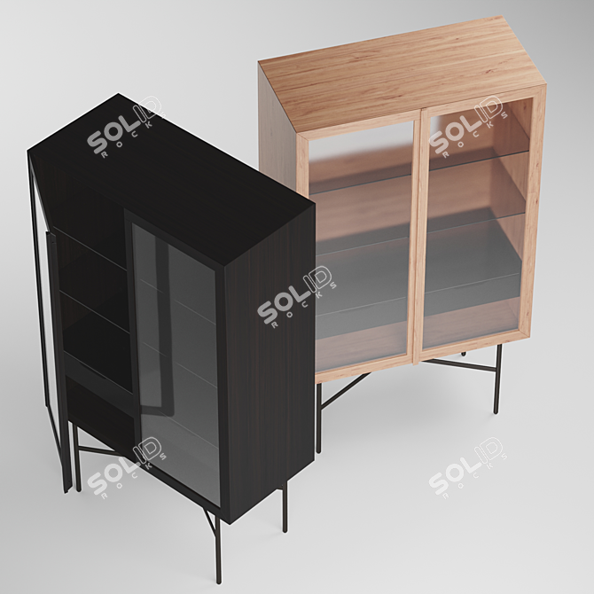 Modern Anthracite Glass Cabinet 3D model image 3