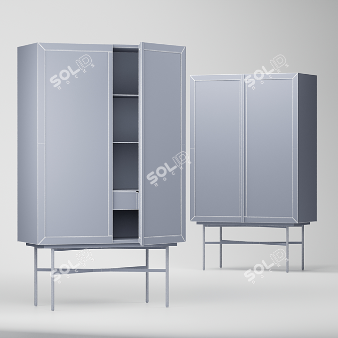 Modern Anthracite Glass Cabinet 3D model image 4