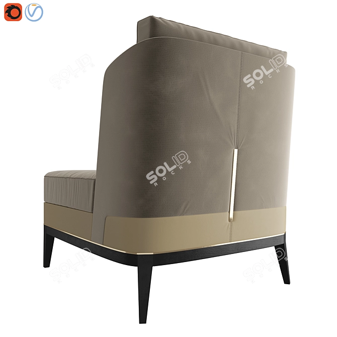 Arthur Velvet Upholstered Armchair 3D model image 2