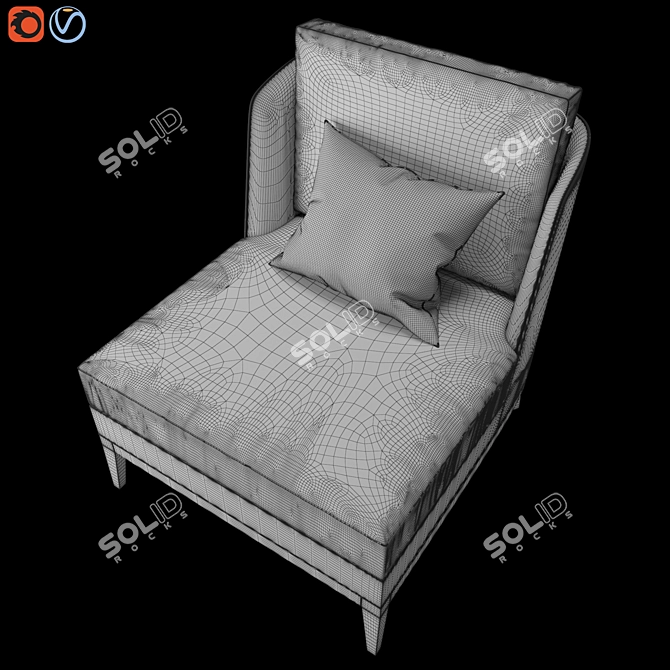 Arthur Velvet Upholstered Armchair 3D model image 4