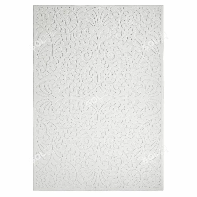 Farmhouse Scrollwork Rug: High-low, Stain Resistant 3D model image 1