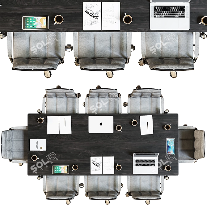 Sleek Modern Conference Table 3D model image 2
