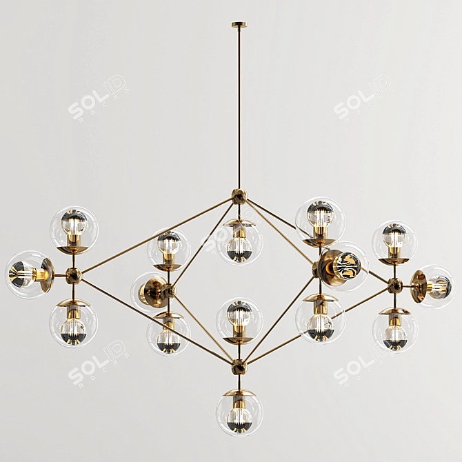 Modo 15-Globe Pendant Light 3D model image 1