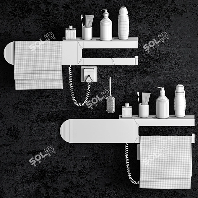 Sleek Towel Rail with Shelf 3D model image 4