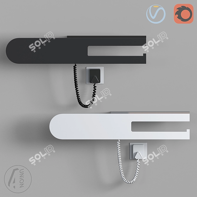 Sleek Towel Rail with Shelf 3D model image 5