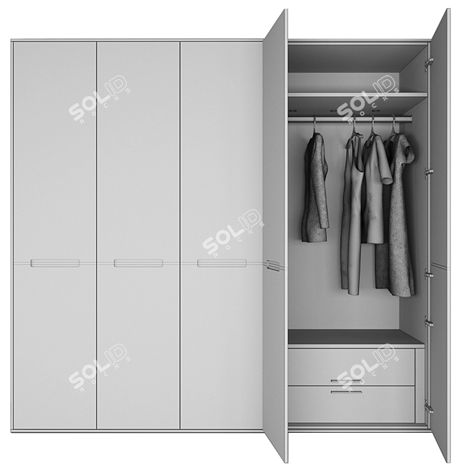 Veneran Domino Armadi: Sleek and Spacious Wardrobe 3D model image 3