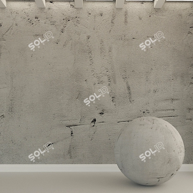 Vintage Concrete Wall 3D model image 1