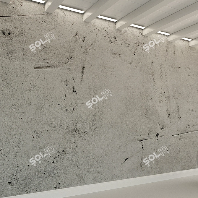 Vintage Concrete Wall 3D model image 3