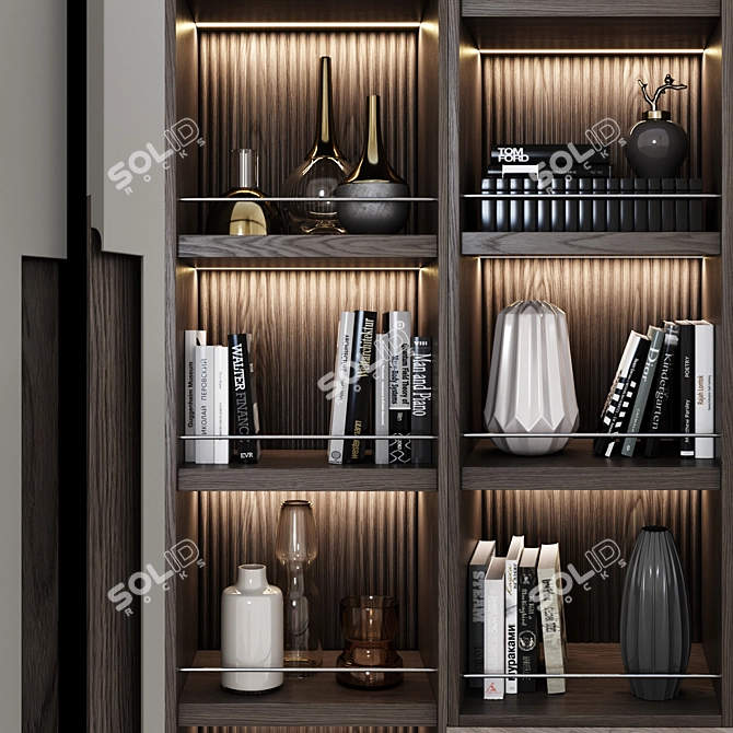 Modern Integrated Handle Wardrobe 3D model image 2