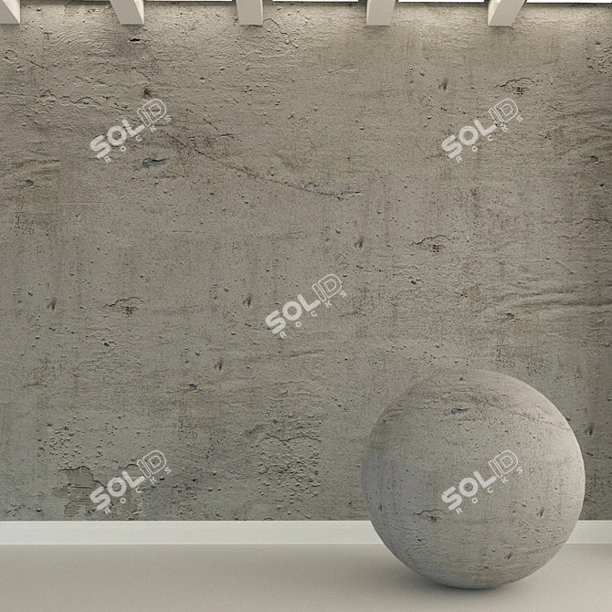 Title: Vintage Concrete Wall: Rough, Textured, Grey 3D model image 1