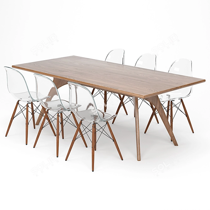 Elegant Dining Table Set 3D model image 1