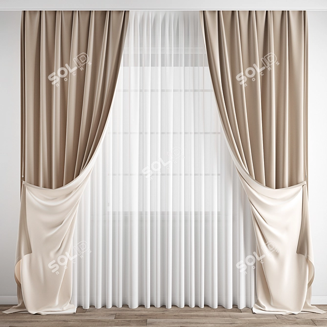 Elegant Polygonal Curtain Set 3D model image 1