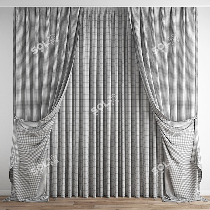 Elegant Polygonal Curtain Set 3D model image 4