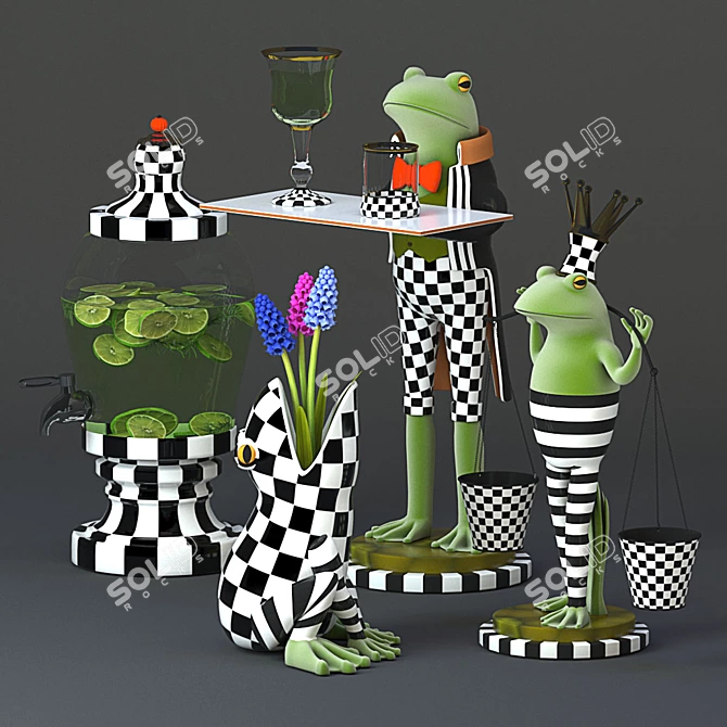MacKenzie-Childs Courtly Check Decor Set 3D model image 1